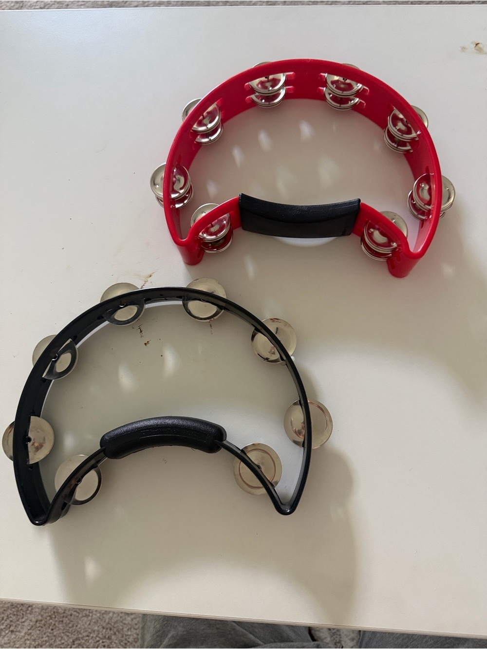 Pair of Handheld Tambourines - Red and Black